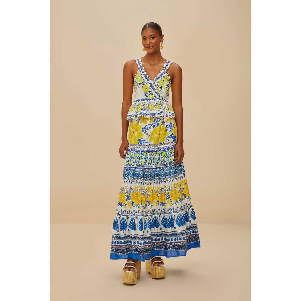 Farm Rio Off-White Zuli Low Rise Maxi Skirt NWT Small
